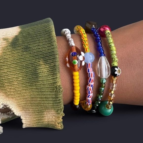 Boho Mixed Bead Bracelet Stack - 4pcs - Picture 2 of 7